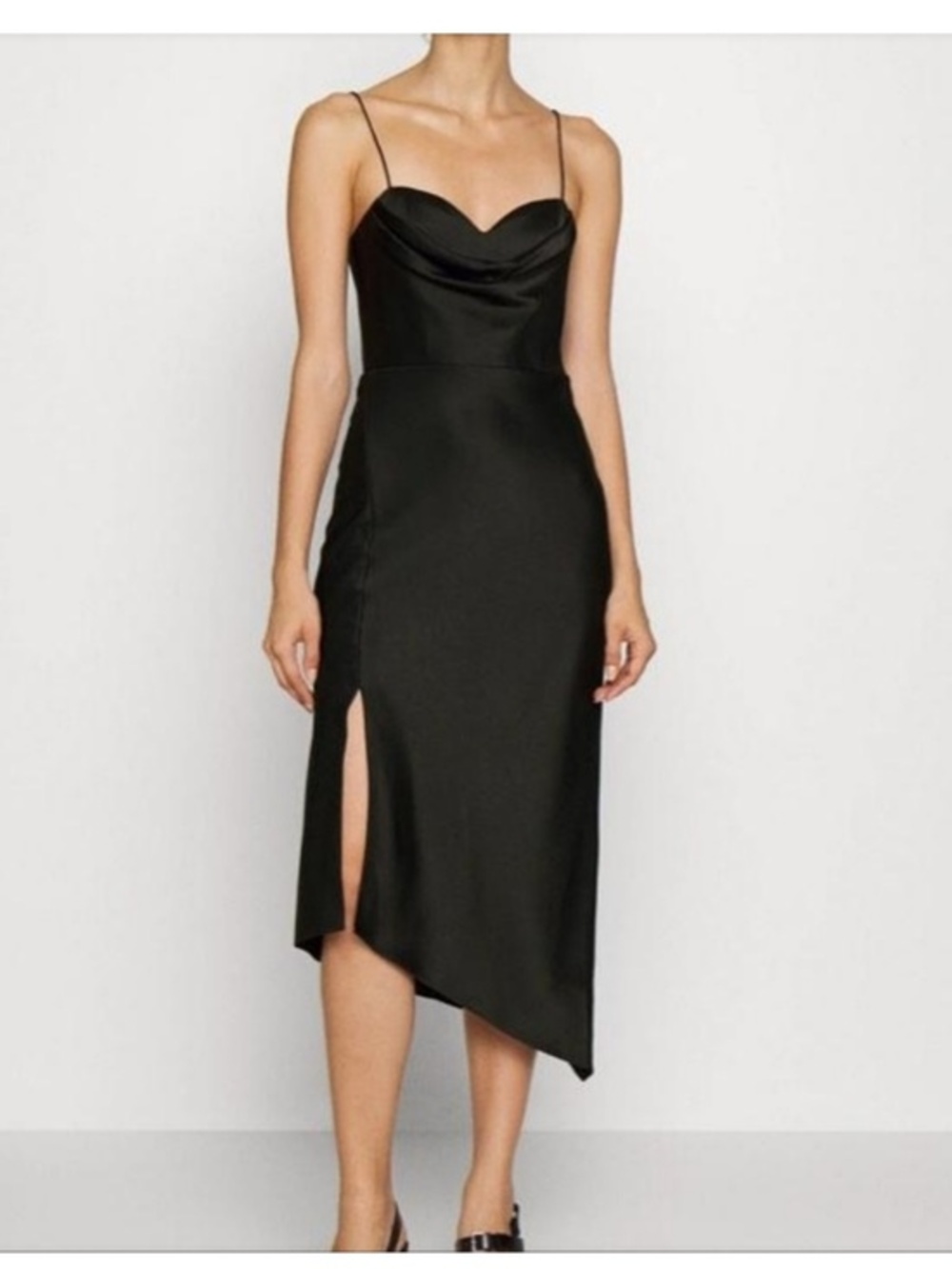 ALICE + OLIVIA   Kiyoko Asymmetric Satin Midi-Dress